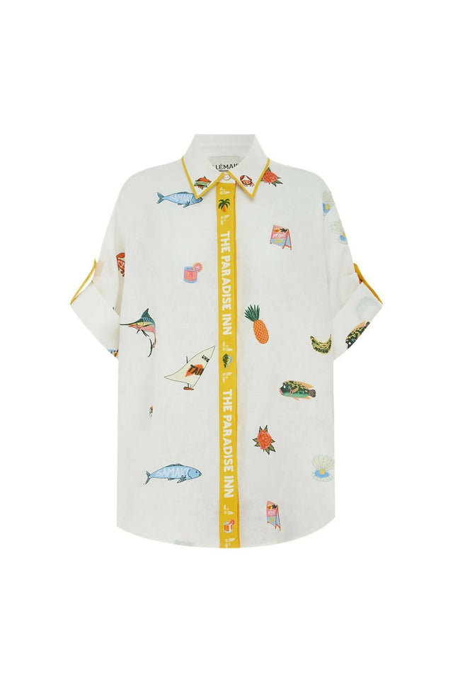 Alemais Blue Marlin Embroidered Shirt and Skirt Set Cream Multi Size 14 & 16 - Outfit Sets