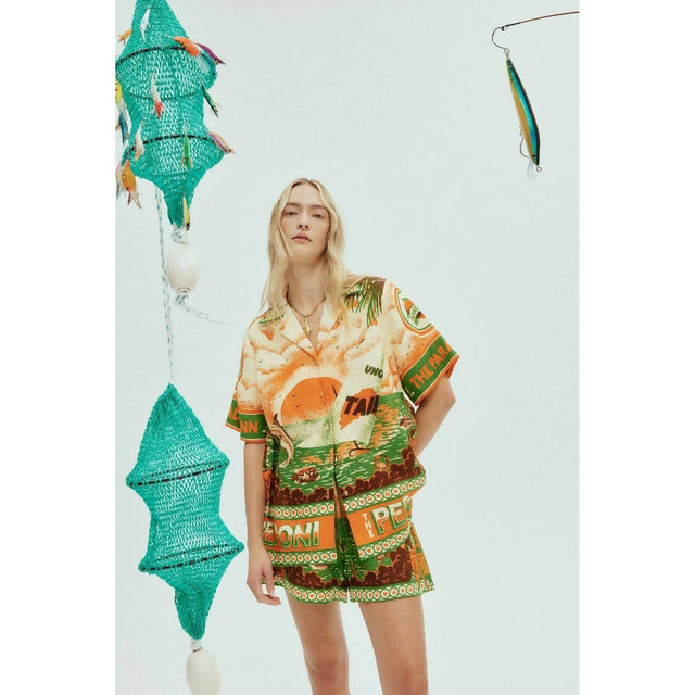 Alemais Bungalow Oversized Linen Shirt and Short Set Multi Print Size 16 - 16 / Multi - Outfit Sets
