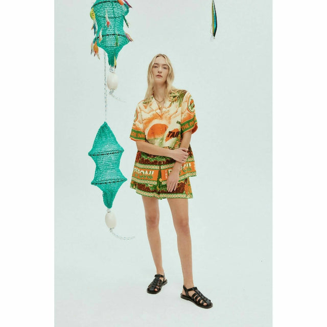 Alemais Bungalow Oversized Linen Shirt and Short Set Multi Print Size 16 - 16 / Multi - Outfit Sets