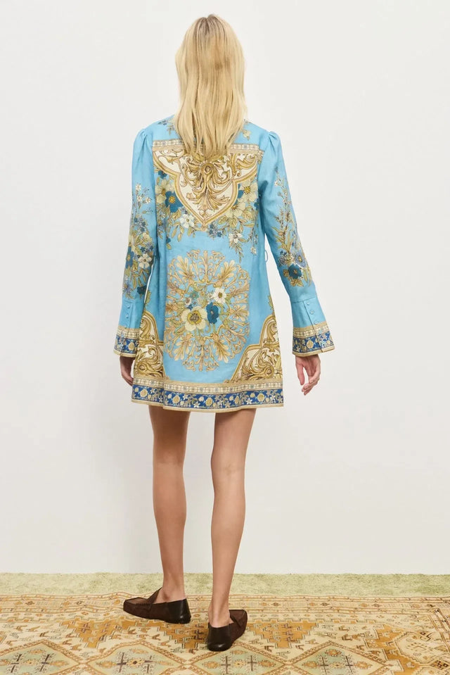 Alemais Cassie Mini Dress in Blue Floral Size 16 - 16 / Blue - Dresses