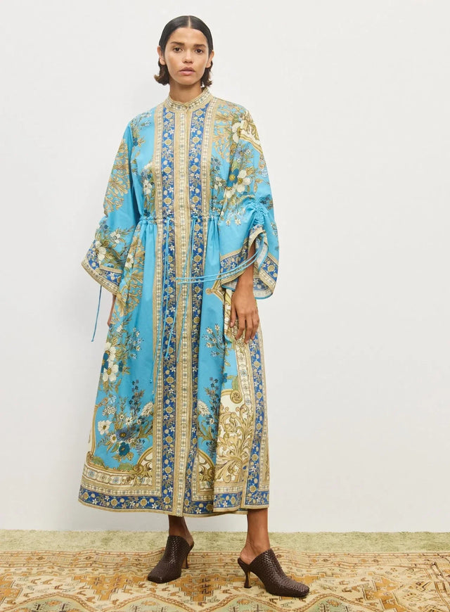 Alemais Cassie Pool Midi Dress in Blue Floral Size 16 - 16 / Blue - Dresses