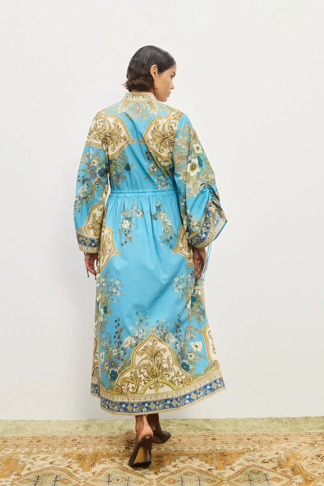 Alemais Cassie Pool Midi Dress in Blue Floral Size 16 - 16 / Blue - Dresses