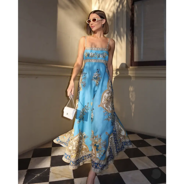 Alemais Cassie Sundress Alemais x La Sirena exclusive Blue Floral size 12 - 12 / Print - Dresses