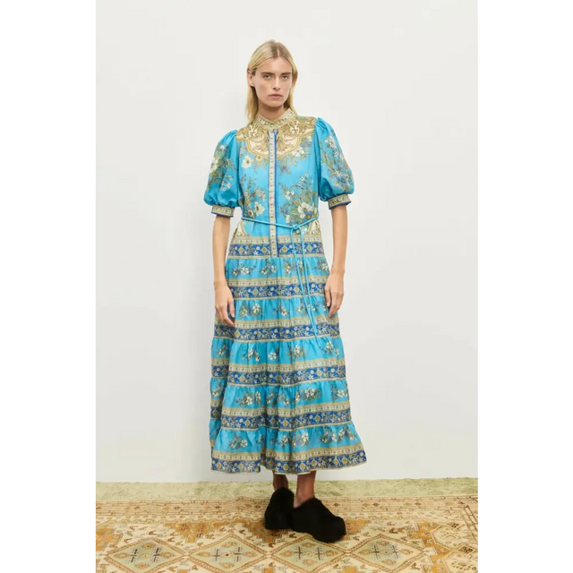 Alemais Cassie Tiered Midi Dress - 10 / Blue - Dresses