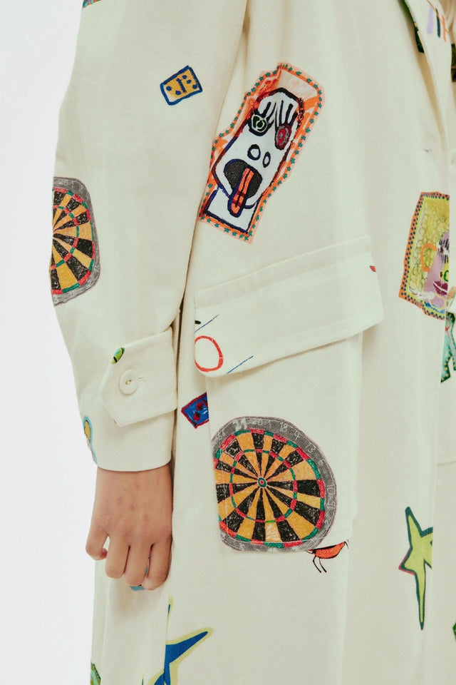 Alemais Checkers Coat Cream Print Size AU 14 & 16 - Coats