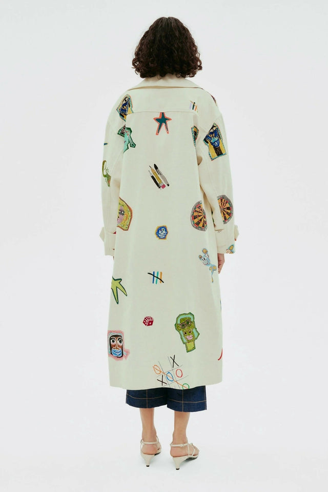 Alemais Checkers Coat Cream Print Size AU 14 & 16 - Coats