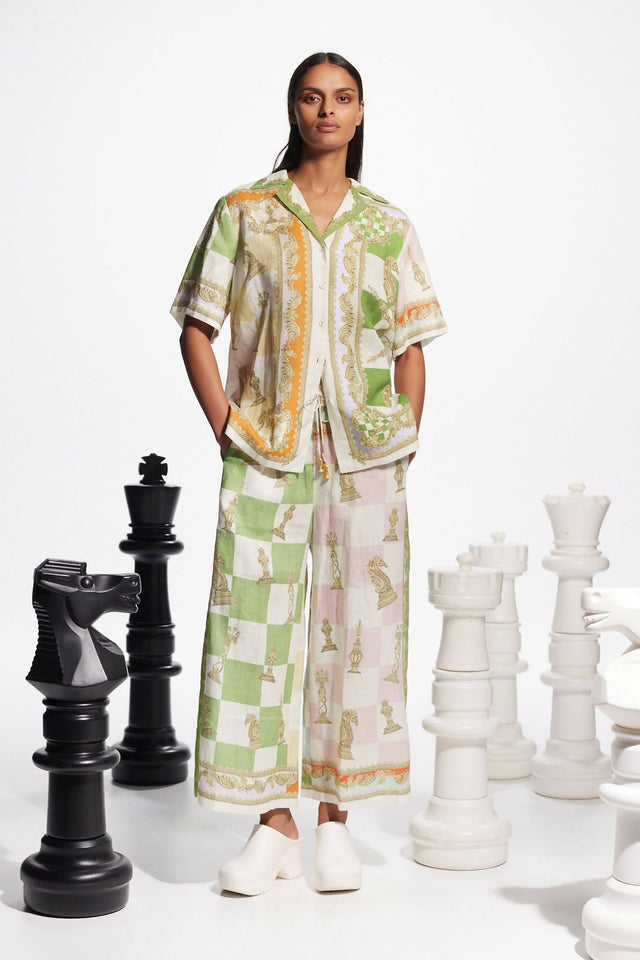 Alemais Checkmate Linen Shirt and Pants Set Multi Size 14 & 16 - Outfit Sets