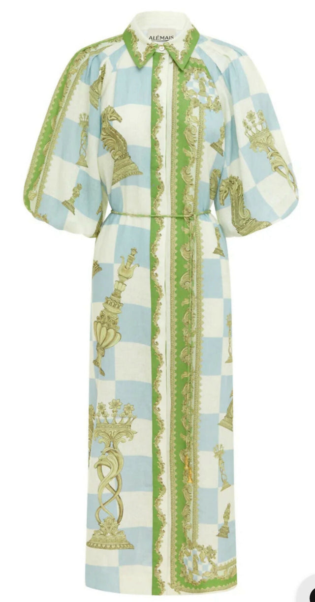 Alemais Checkmate Linen Shirtdress Print Size 16 - 16 / Print - Dresses