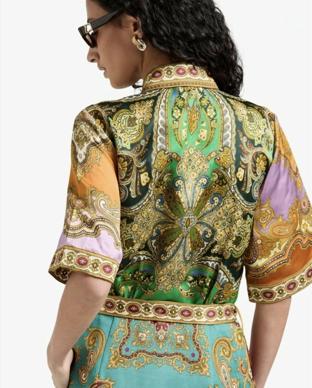 Alemais Clemenza Spliced Mini Dress Paisley Print Size 10 - 10 / Print