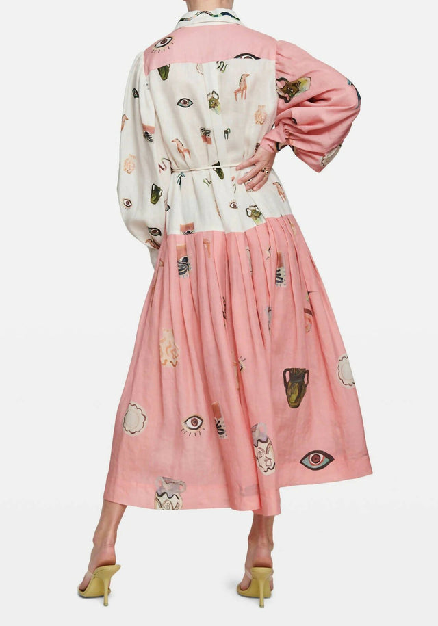 ALEMAIS - Alemais Cleo Patchwork Shirtdress in Pink