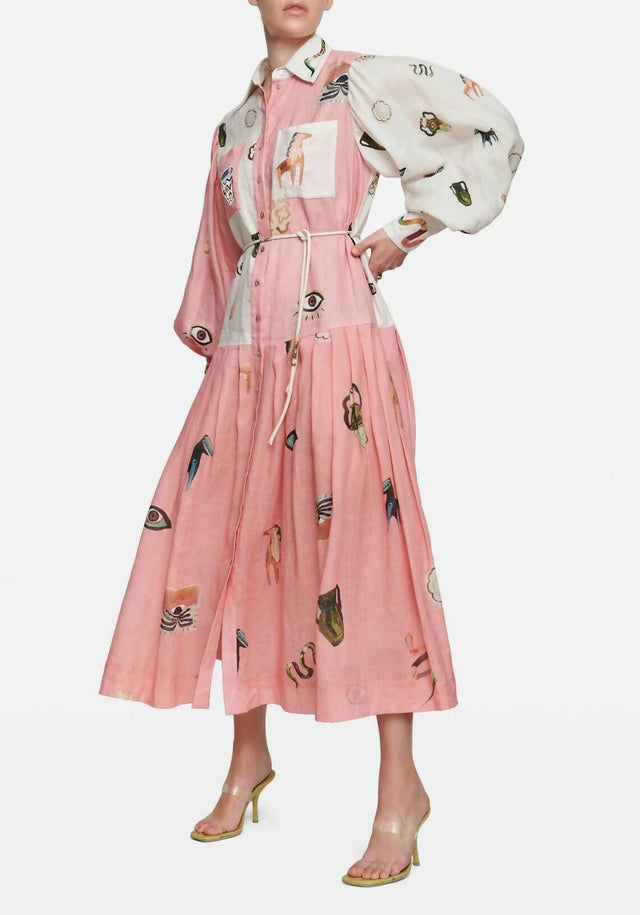 ALEMAIS - Alemais Cleo Patchwork Shirtdress in Pink