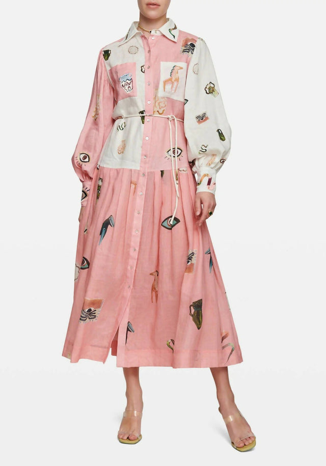 ALEMAIS - Alemais Cleo Patchwork Shirtdress in Pink