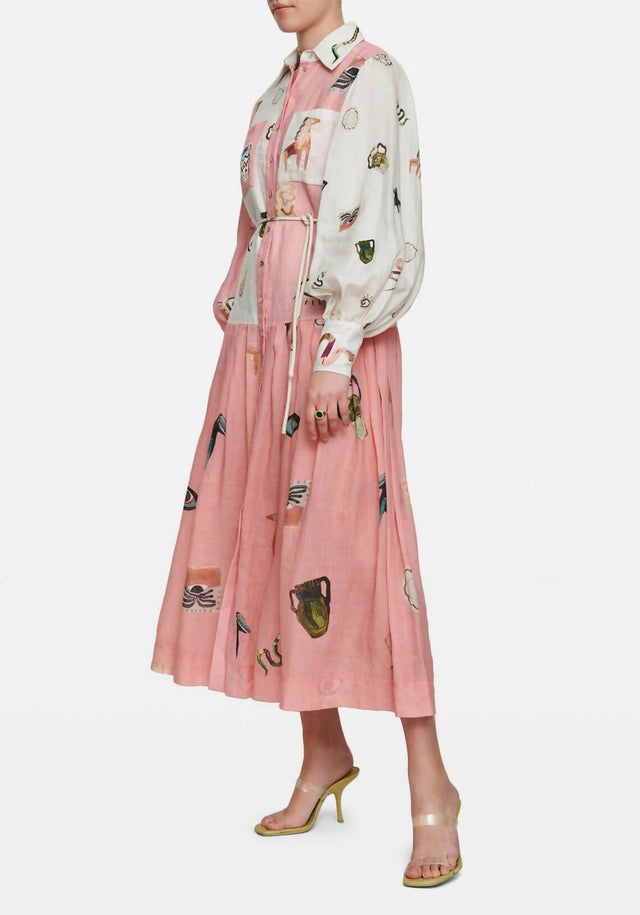 ALEMAIS - Alemais Cleo Patchwork Shirtdress in Pink