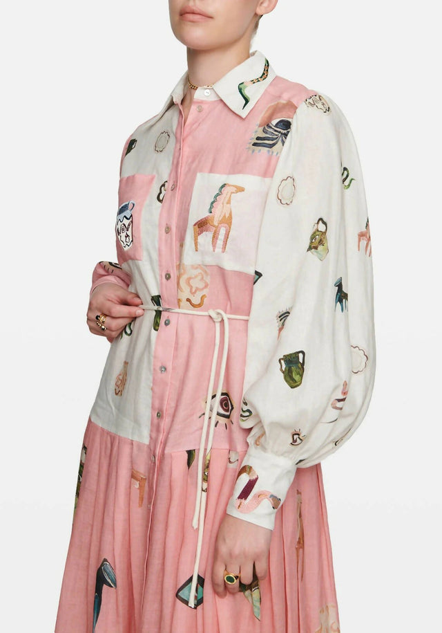 ALEMAIS - Alemais Cleo Patchwork Shirtdress in Pink