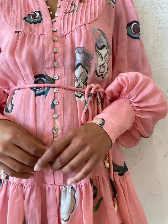 Alemais Cleo Smock Mini Dress Size 10 - 10 / Pink - Dresses