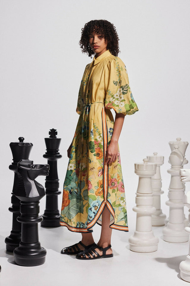 Alemais Cresida Shirtdress Yellow Floral Size AU 16 - 16 / Print - Dresses