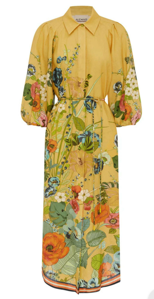 Alemais Cresida Shirtdress Yellow Floral Size AU 16 - 16 / Print - Dresses