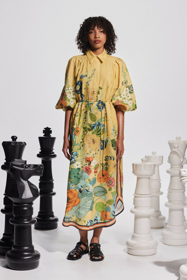 Alemais Cresida Shirtdress Yellow Floral Size AU 16 - 16 / Print - Dresses