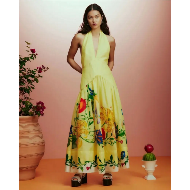 Alemais Dahlia Halter Gown Yellow Size 14 - 14 / Yellow - Dresses