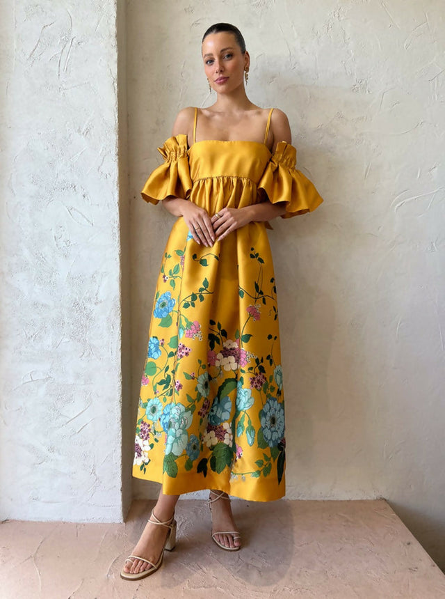 Alemais Dana Midi Dress - 10 / Yellow - Dresses