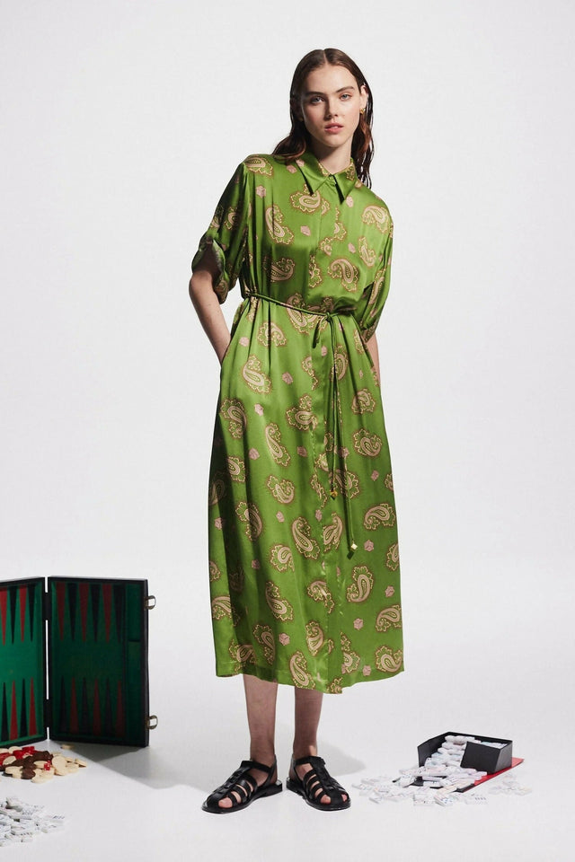 Alemais Dice Silk Shirtdress Green Size AU 16 - 16 / Green - Dresses