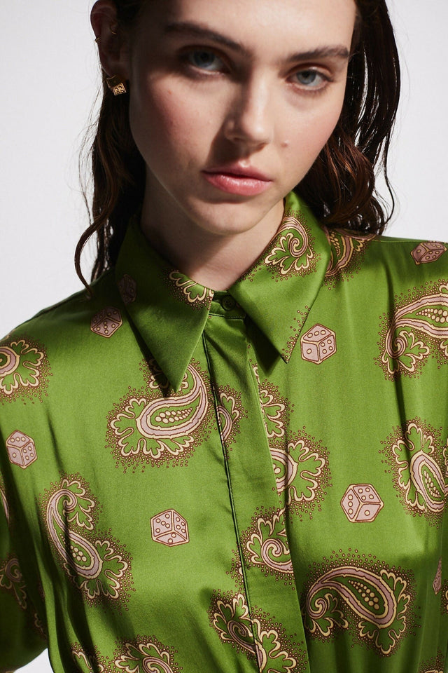 Alemais Dice Silk Shirtdress Green Size AU 16 - 16 / Green - Dresses