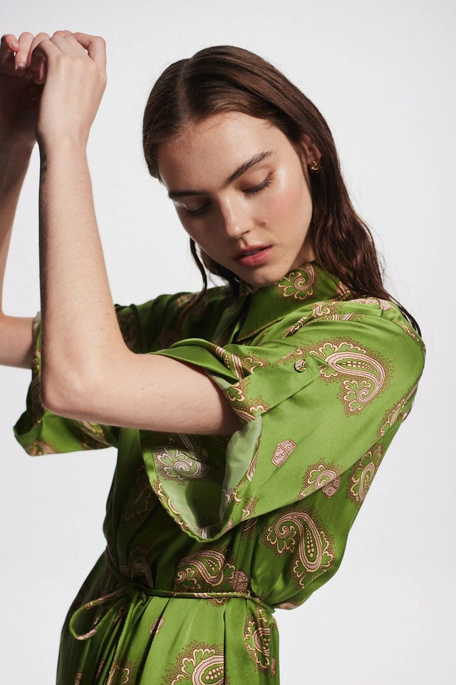 Alemais Dice Silk Shirtdress Green Size AU 16 - 16 / Green - Dresses