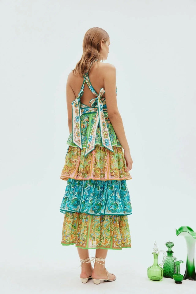 Alemais Dreamer Halter Tier Dress Multi Size 10 - 10 / Multi - Dresses