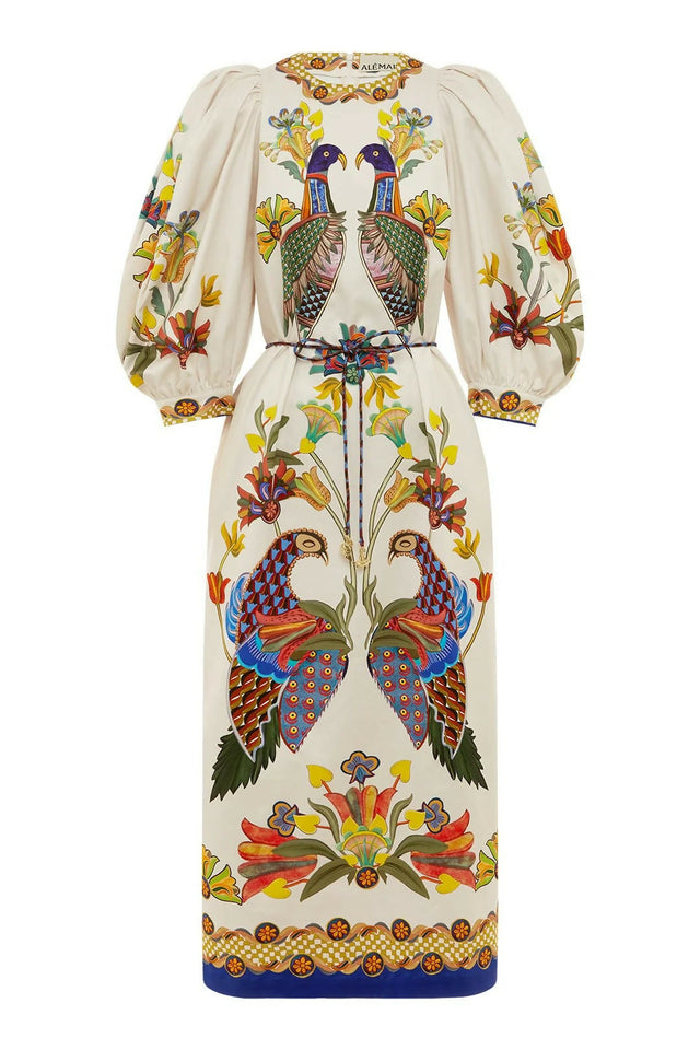 Alemais Effie Puff Sleeve Midi Dress Multi Size AU 12 & 16 - Dresses