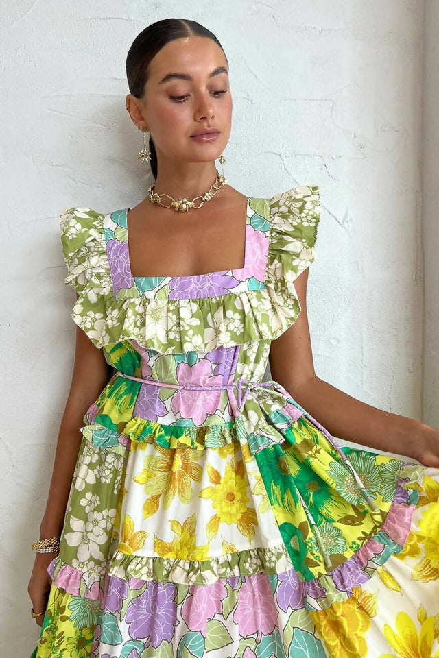 Curated Collection - Alemais Elora Tiered Patchwork Dress