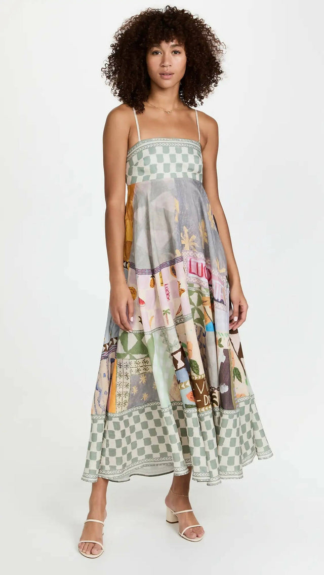 Alemais Emma Gale Linen Midi Dress - 8 / Multi - Dresses