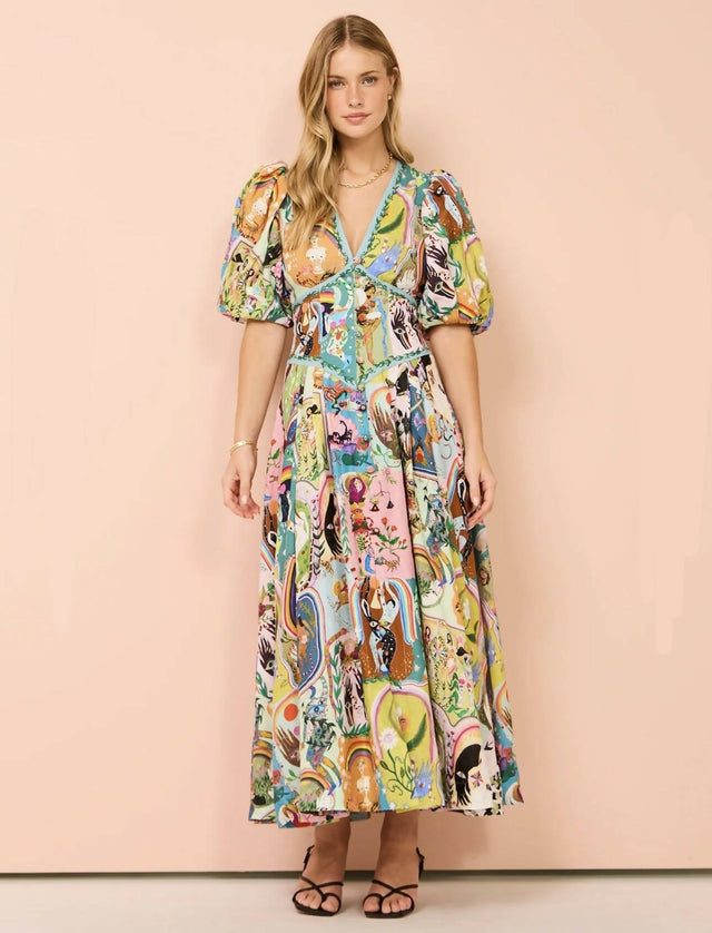 Alemais Evergreen Midi Dress Size 10 - 10 / Print - Dresses