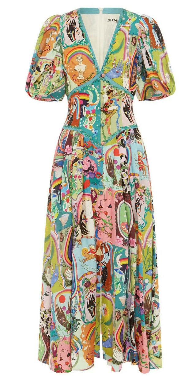 Alemais Evergreen Midi Dress Multi Size 12 14 & 16 - Dresses