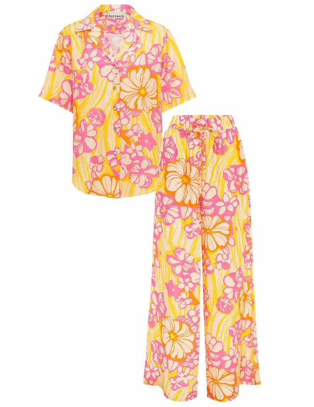 ALEMAIS - Alemais Fenella Floral Silk-Twill Shirt and Pant Set