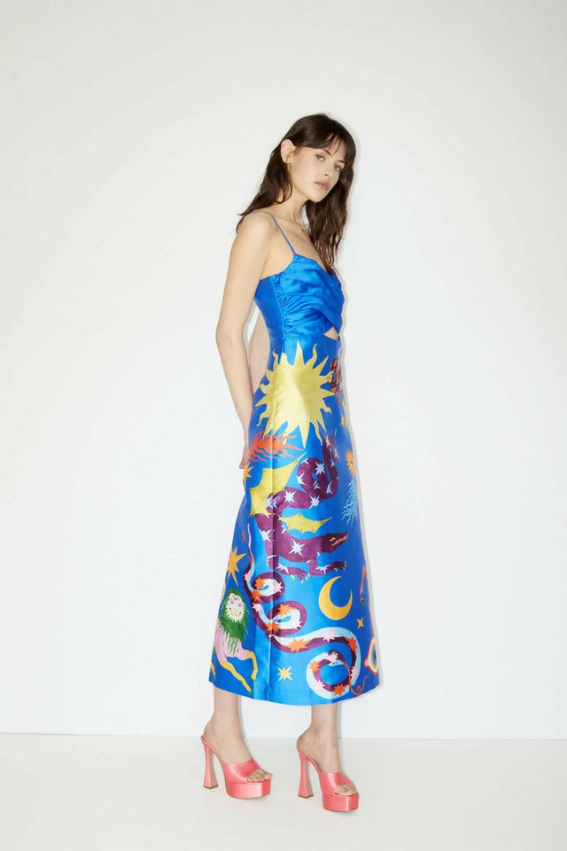 Alemais Guardian Midi Dress in Azure - 10 / Print - Dresses