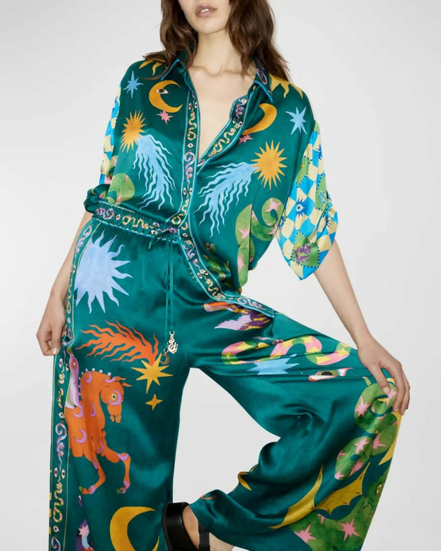 Alemais Guardian Silk Shirt Size AU 14 and Pant Size AU 16 Set Print - 16 / Print - Outfit Sets