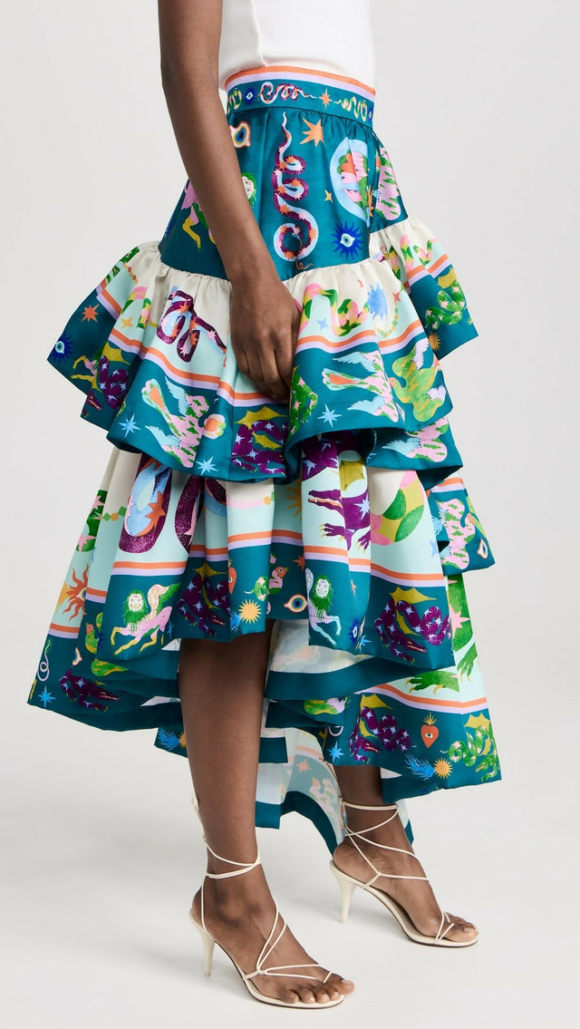 Alemais Guardian Tiered Ruffle Skirt Multi Size AU 12 & 14 - Skirts