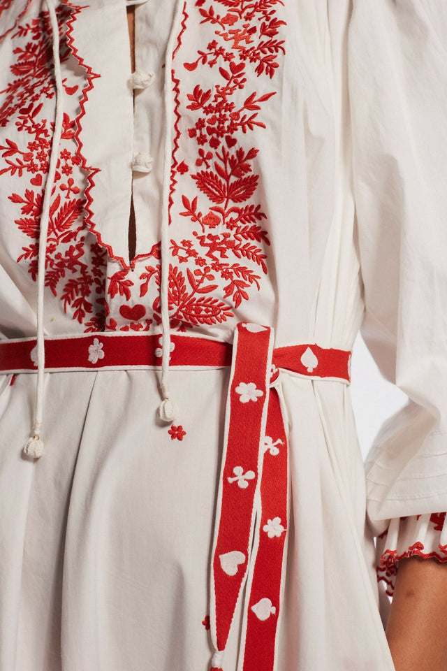 Alemais Hearts Embroidered Midi Dress Print Size AU 16 - 16 / White - Dresses