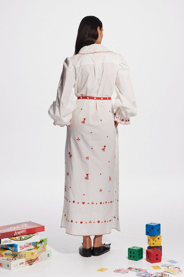 Alemais Hearts Embroidered Midi Dress Print Size AU 16 - 16 / White - Dresses