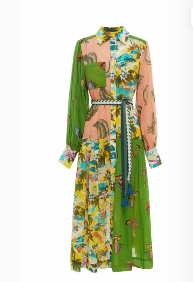 Alemais Holiday Patchwork Shirtdress Multi Size 14 & 16 - Dresses