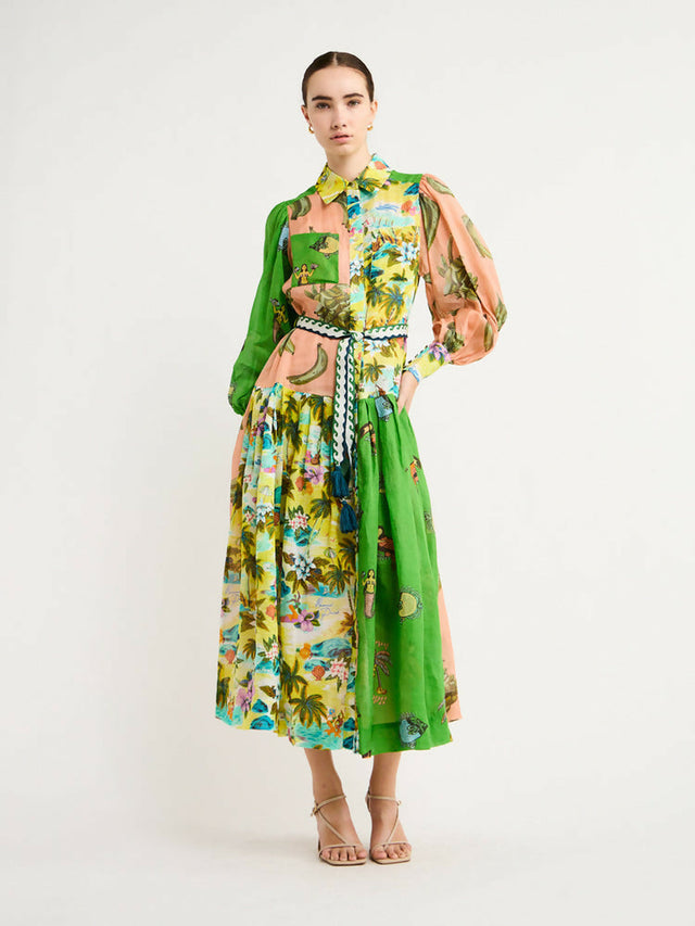 Alemais Holiday Patchwork Shirtdress Multi Size 14 & 16 - Dresses