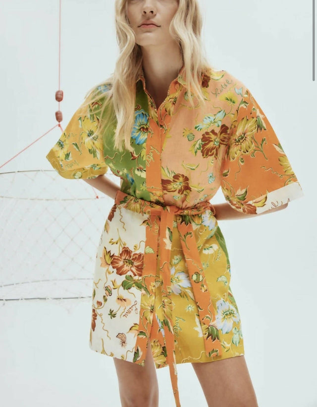 Alemais Hotel Lamu Spliced Mini Dress - 8 / Floral - Dresses