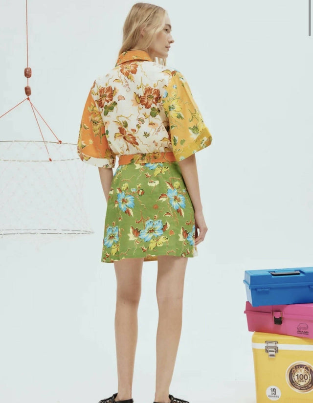 Alemais Hotel Lamu Spliced Mini Dress - 8 / Floral - Dresses