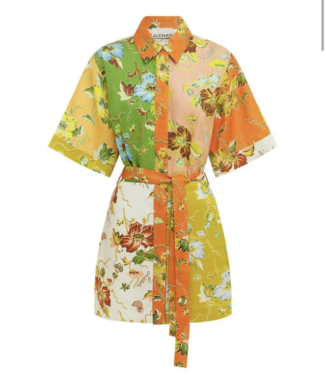 Alemais Hotel Lamu Spliced Mini Dress - 8 / Floral - Dresses