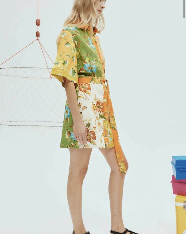 Alemais Hotel Lamu Spliced Mini Dress - 8 / Floral - Dresses
