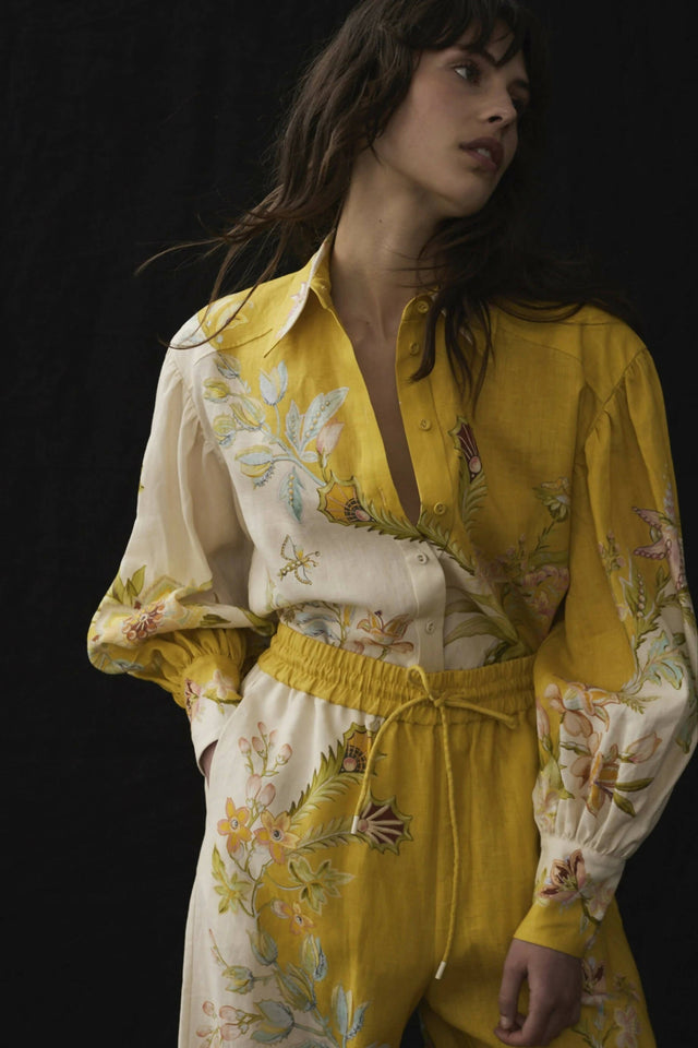 Alemais Ira Linen Shirt and Pant Set - 10 / Yellow - Outfit Sets