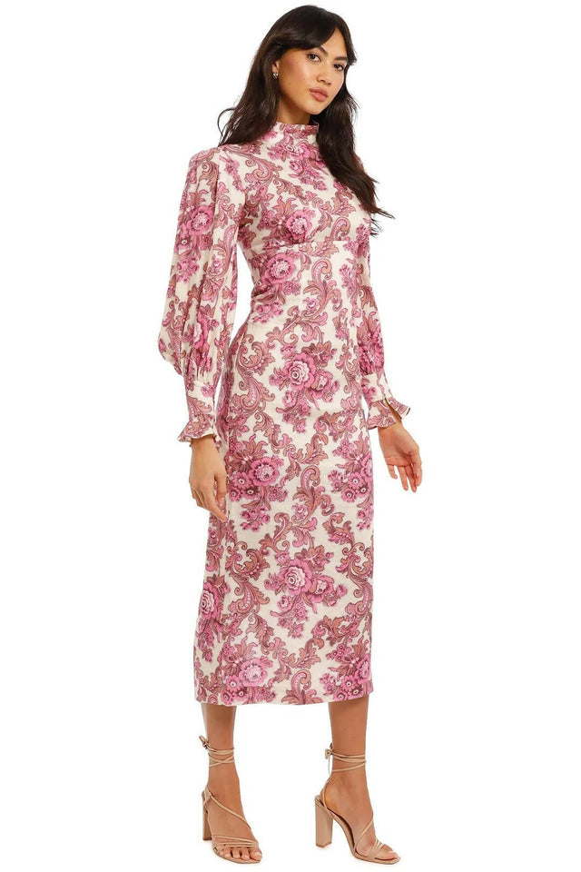 Alemais Isla Midi Dress - 12 / Magenta - Dresses
