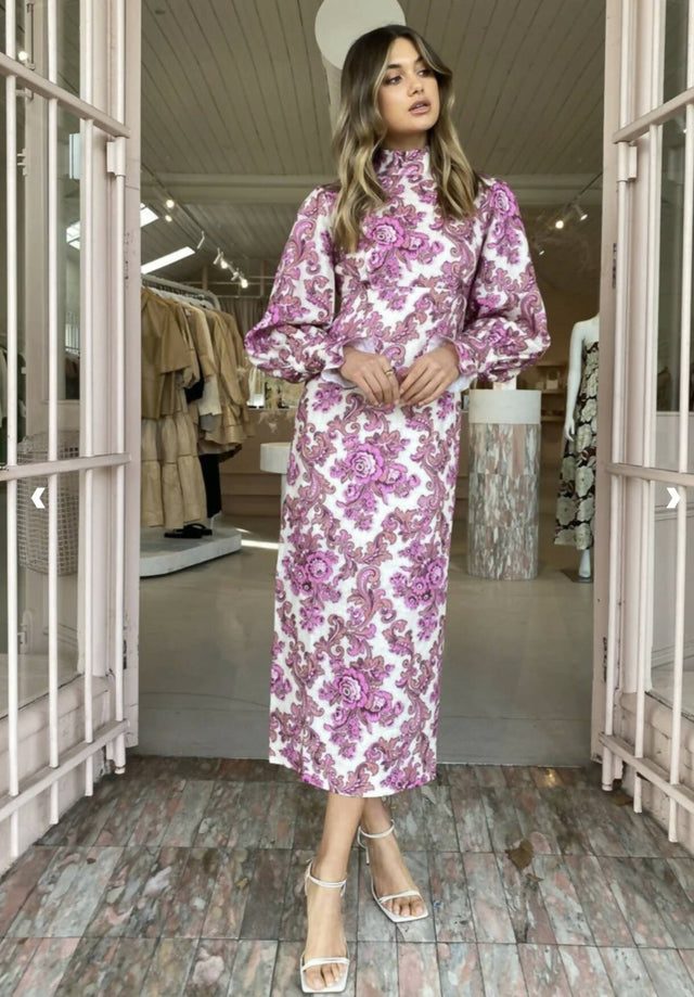 ALEMAIS - Alemais ISLA MIDI DRESS IN MAGENTA