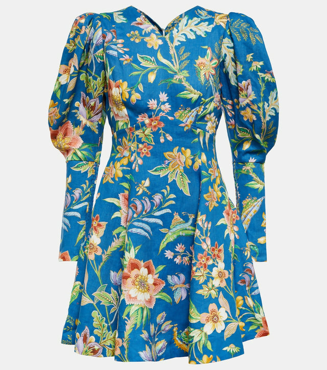 Alemais June Mini Dress Indigo Floral Size AU 16 - 16 / Floral - Dresses