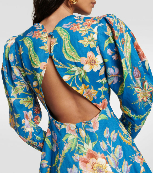 Alemais June Mini Dress Indigo Floral Size AU 16 - 16 / Floral - Dresses